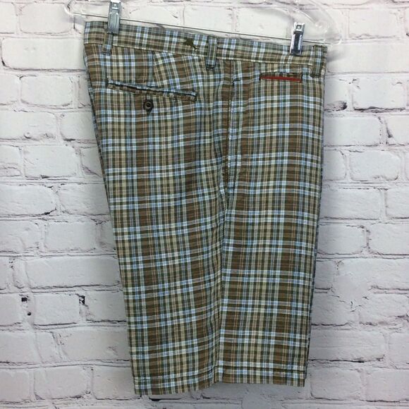 Tommy Bahama Linen Blend Shorts Men's Sz 32 Blue Plaid Casual Beach Travel Sport - Picture 5 of 10